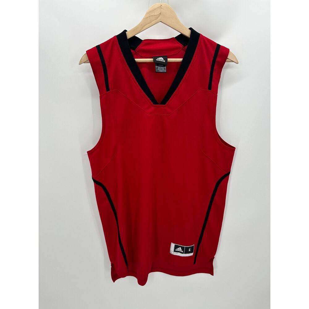 Adidas Red V-Neck Sleeveless Activewear Jersey Tank‎ Top Men's Size Small S
